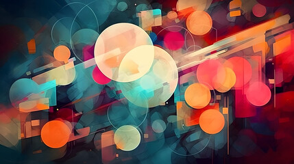 A mesmerizing abstract composition using bold and vibrant colors, blending organic and geometric shapes in a harmonious way. Generated IA