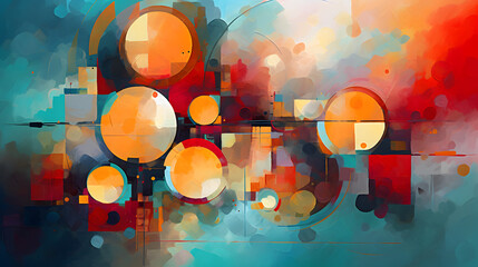A mesmerizing abstract composition using bold and vibrant colors, blending organic and geometric shapes in a harmonious way. Generated IA