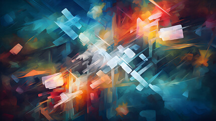 A mesmerizing abstract composition using bold and vibrant colors, blending organic and geometric shapes in a harmonious way. Generated IA