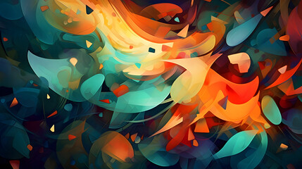 A mesmerizing abstract composition using bold and vibrant colors, blending organic and geometric shapes in a harmonious way. Generated IA