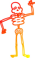 Obraz premium warm gradient line drawing of a cartoon skeleton