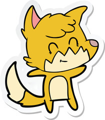 sticker of a cartoon friendly fox