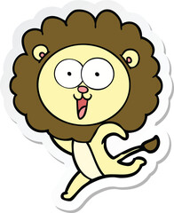 sticker of a happy cartoon lion