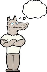 cartoon werewolf with thought bubble