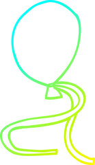 cold gradient line drawing of a cartoon red balloon