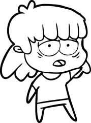 cartoon tired woman