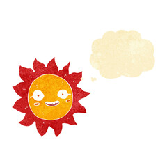 cartoon happy sun with thought bubble