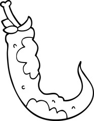 line drawing cartoon red hot chilli pepper