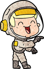 happy cartoon astronaut