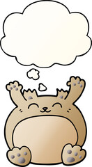 cartoon bear with thought bubble in smooth gradient style