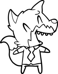 laughing fox in shirt and tie