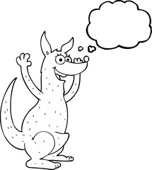 freehand drawn thought bubble cartoon kangaroo