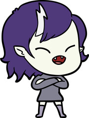 cartoon laughing vampire girl with crossed arms