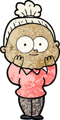 cartoon happy old woman