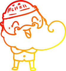 warm gradient line drawing of a happy bearded man