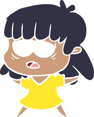 flat color style cartoon tired woman