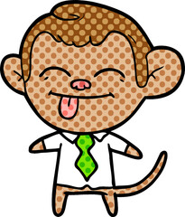 funny cartoon monkey wearing shirt and tie