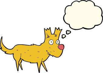 cartoon cute little dog with thought bubble