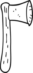 freehand drawn black and white cartoon axe