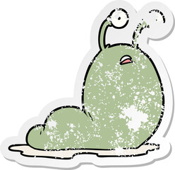 distressed sticker of a cartoon slug