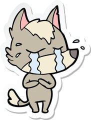 sticker of a cartoon crying wolf