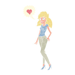 cartoon woman in love