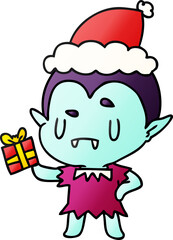 hand drawn christmas gradient cartoon of kawaii vampire