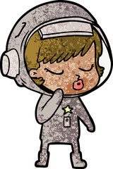 cartoon pretty astronaut girl