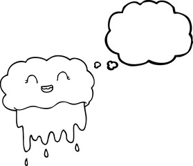 freehand drawn thought bubble cartoon rain cloud
