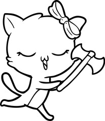 cartoon cat with bow on head