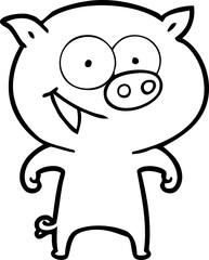cheerful pig cartoon