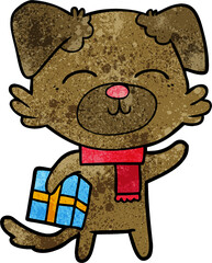 cartoon dog ready for xmas