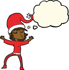 santa's helper cartoon with thought bubble