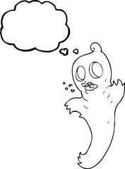 freehand drawn thought bubble cartoon ghost