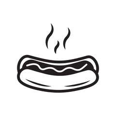 Hotdog vector icon and illustration. Bbq sausage. Street food icon and logo. Sausage icon. Butcher shop. Sausage in dough.