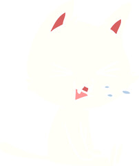 flat color style cartoon sitting cat hissing