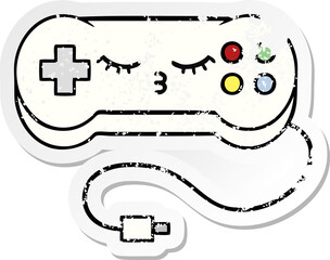 distressed sticker of a cute cartoon game controller