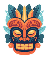 tiki mask vector illustration, tiki festival mask