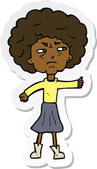 sticker of a cartoon annoyed old woman