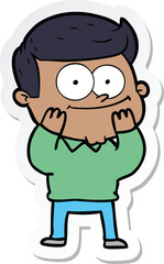 sticker of a cartoon happy man