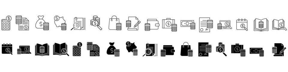 Budget icon vector set. bookkeeping illustration sign collection. Accounting symbol or logo.