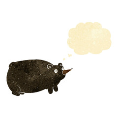 funny cartoon bear with thought bubble