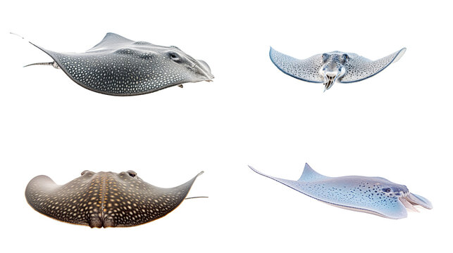 Set of stingray isolated on the transparent background PNG. AI generative.