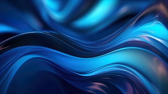 3d render, abstract minimal neon background with glowing wavy line. Blue futuristic wallpaper. Generative AI