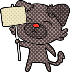 cartoon dog with protest sign