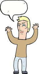 cartoon angry man with speech bubble