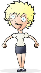 cartoon excited woman