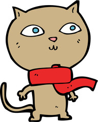 cartoon funny cat wearing scarf