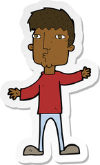 sticker of a cartoon curious man