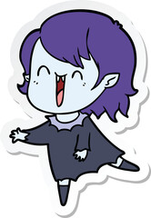 sticker of a cute cartoon happy vampire girl